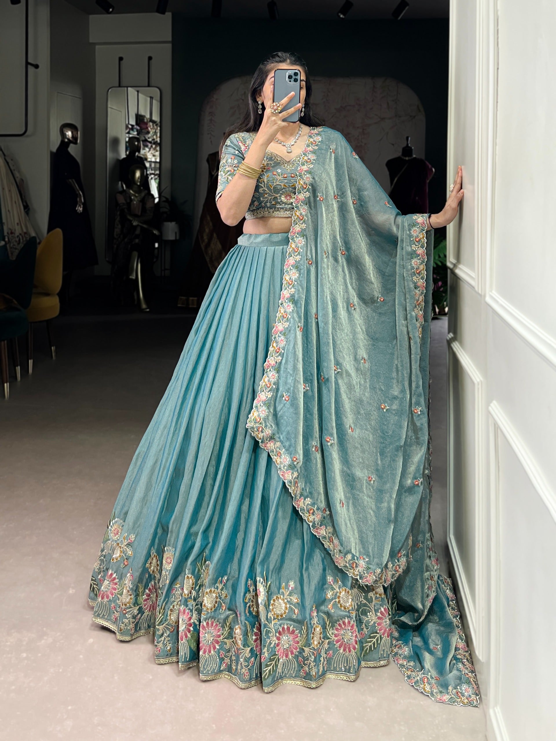 MyFashion -1450 Zari Shimmer Thread Embroidered Fancy Lehenga Choli