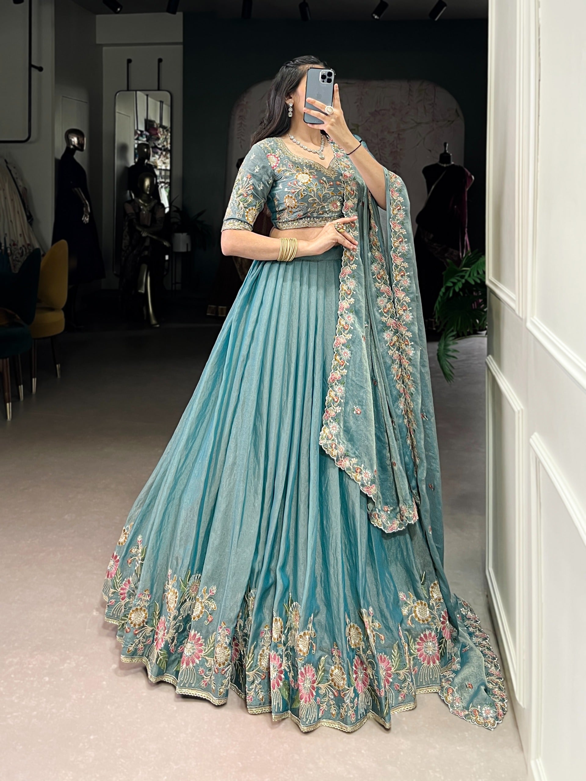 MyFashion -1450 Zari Shimmer Thread Embroidered Fancy Lehenga Choli