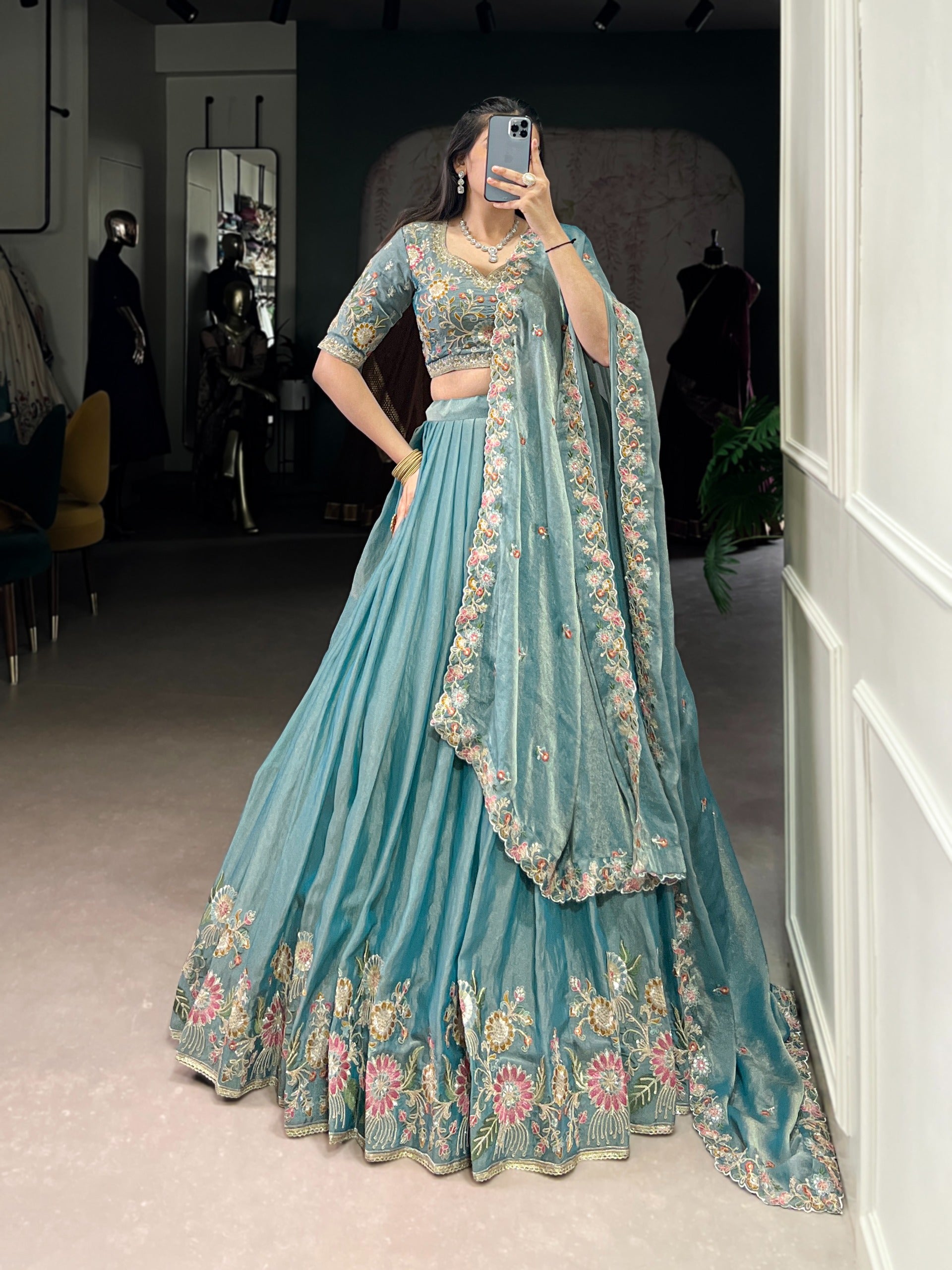 MyFashion -1450 Zari Shimmer Thread Embroidered Fancy Lehenga Choli