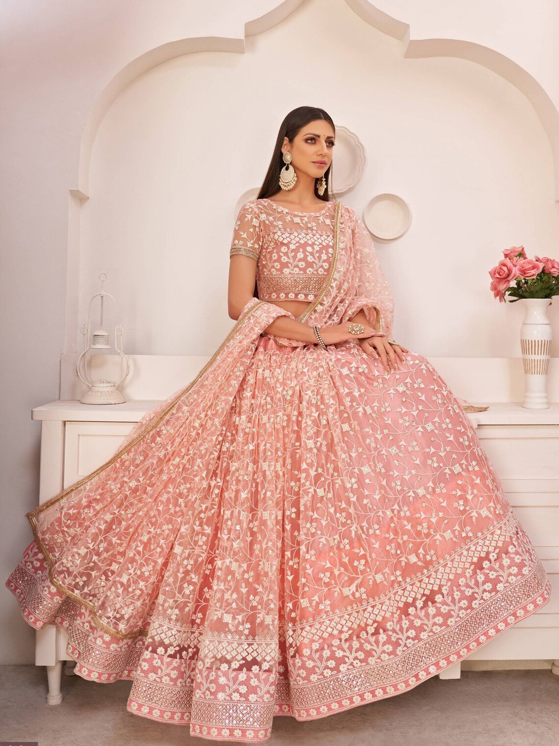 MyFashion -170 Net Multi Sequence Embroidered Designer Lehenga Choli