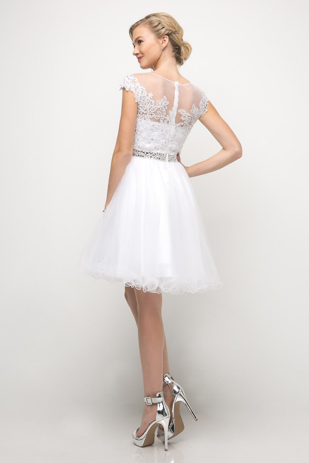 MyFashion.com - Beaded Lace Bodice Tulle Short Dress(UJ0012) - Cinderella Divine promdress eveningdress fashion partydress weddingdress 
 gown homecoming promgown weddinggown 