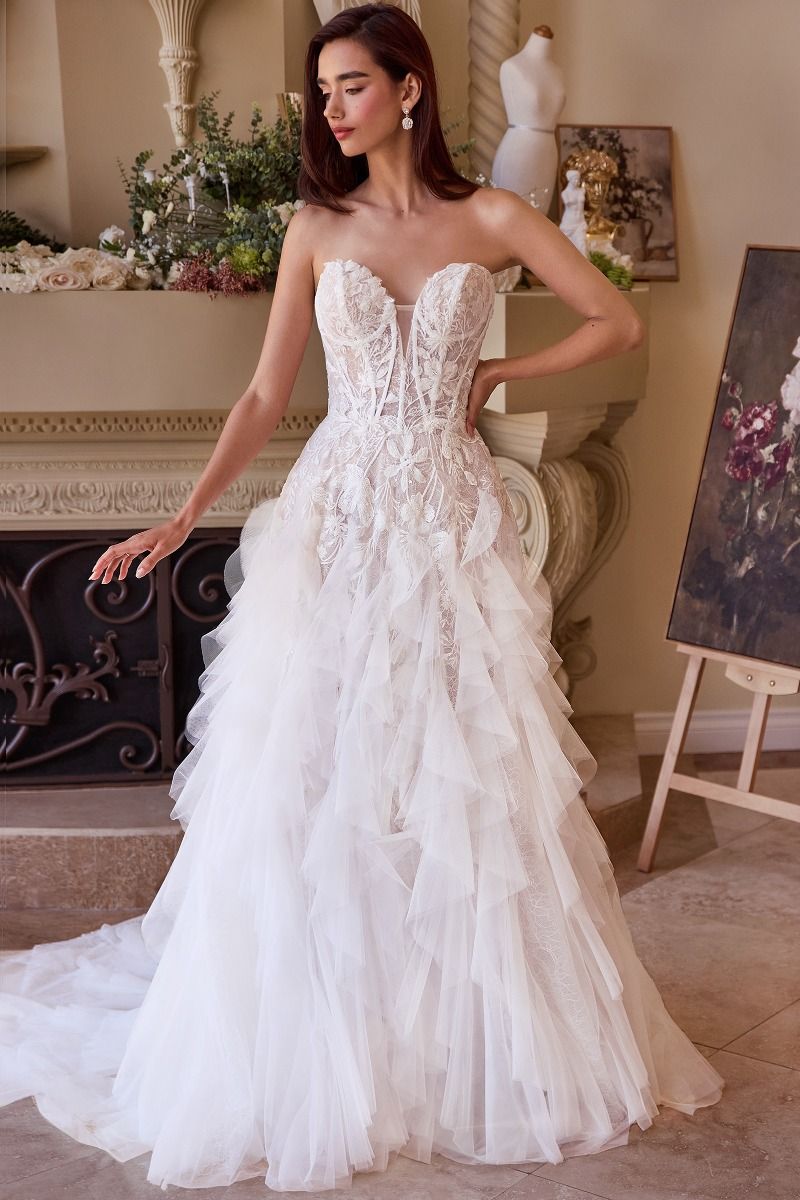 Andrea And Leo -WL016 Strapless Cascading Bridal Dress