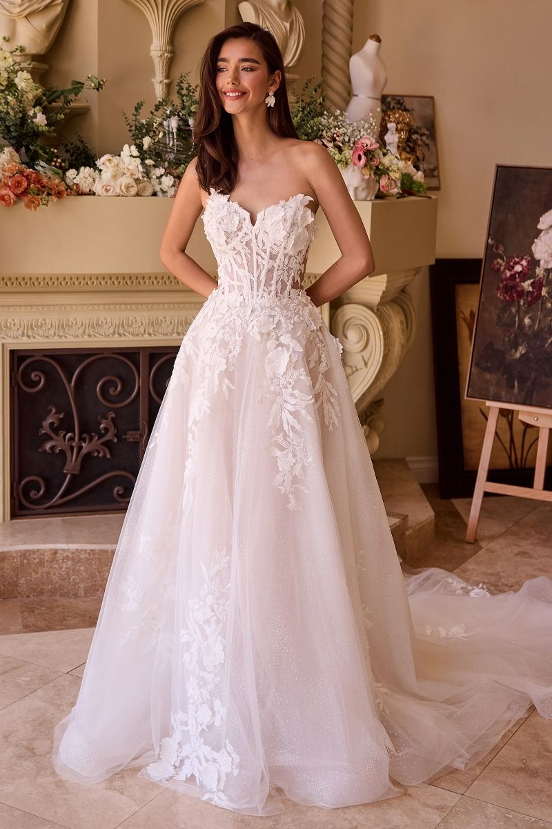 Andrea And Leo WL018 Strapless Lace Applique Bridal Ball Gown