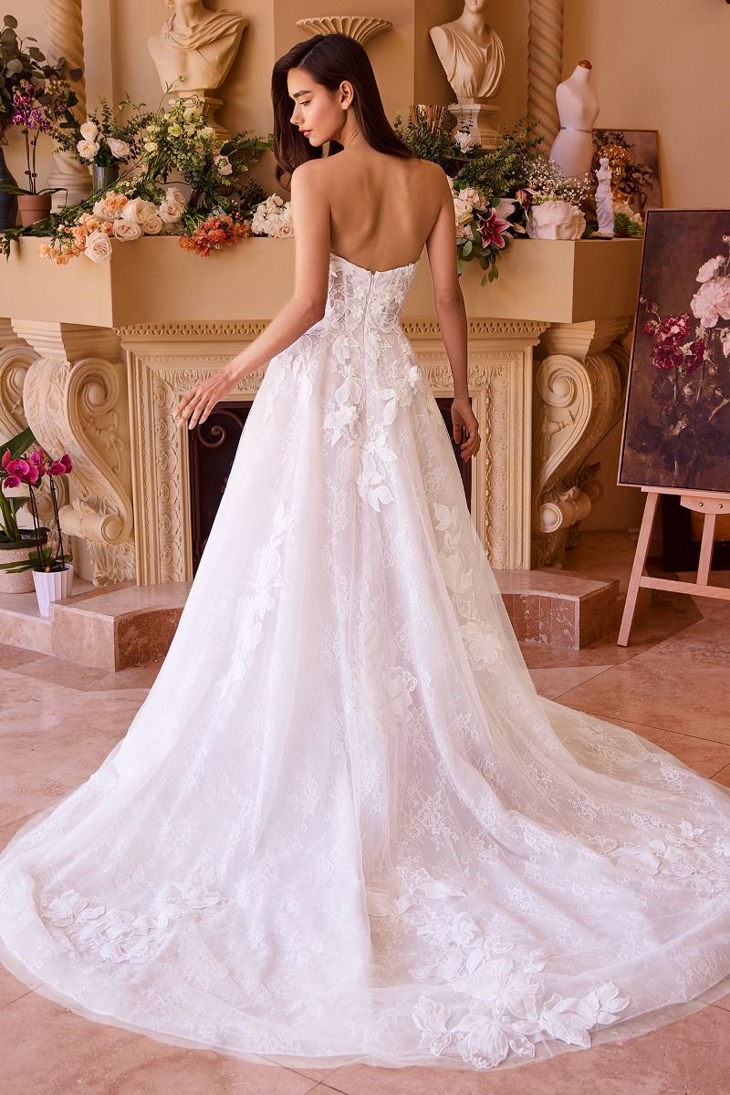 Andrea And Leo -WL034 Lace Applique Strapless Bridal A-Line Dress