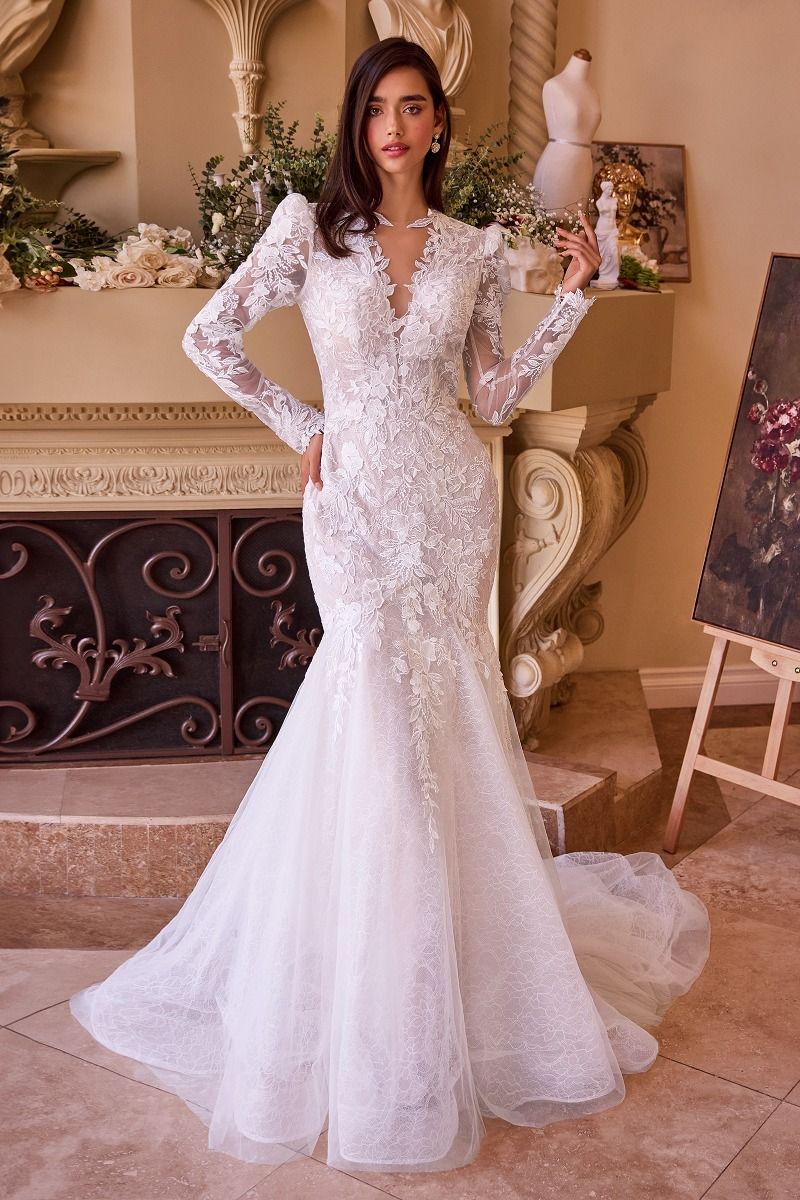 Andrea And Leo -WL036 Floral Lace Applique Bridal Mermaid Dress