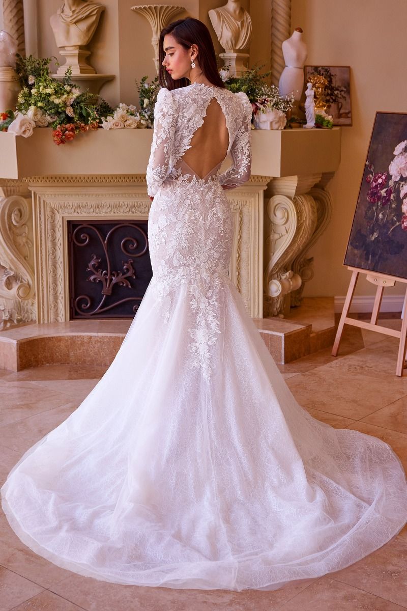 Andrea And Leo -WL036 Floral Lace Applique Bridal Mermaid Dress