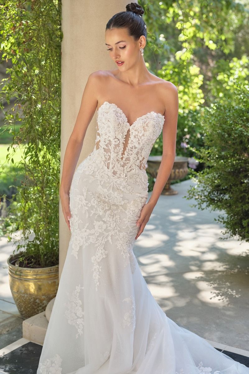 Andrea and Leo -WL065 Appliqued Strapless Sweetheart Mermaid Gown