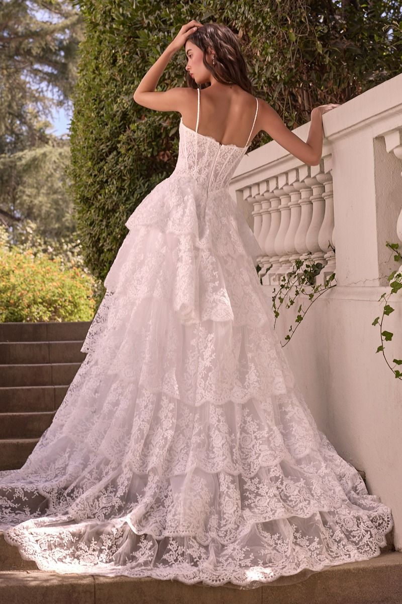 Andrea and Leo -WL076 Lace Sleeveless Sweetheart Layered A-line Gown
