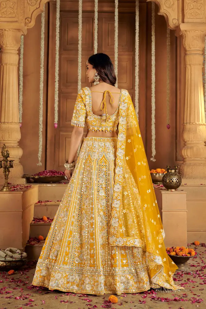 MyFashion -KLS-1136 Yellow Silk Lehenga With Dupatta And Intricate Jarkan Embroidery