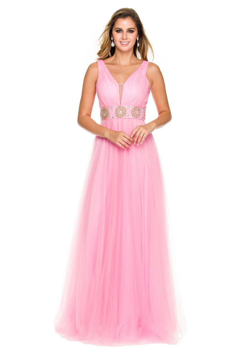 Sleeveless Ruched A-Line Long Gown By Nox Anabel -3134