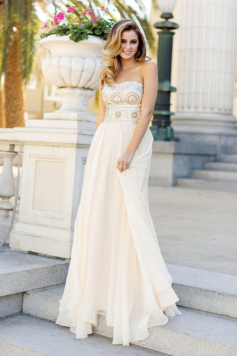 Lovely Long Strapless Beaded Dress By Nox Anabel -8153