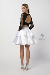 Short Two Piece Dress With Lace Top By Nox Anabel -6290