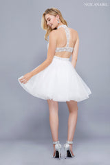 Short Illusion Dress With Beaded Top By Nox Anabel -6316