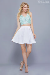 Short Two Piece Dress With Embroidered Top By Nox Anabel -6344