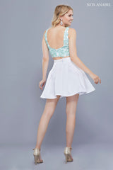 Short Two Piece Dress With Embroidered Top By Nox Anabel -6344