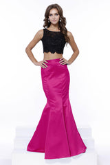 Two Piece Colorblock Satin Evening Dress By Nox Anabel -8231