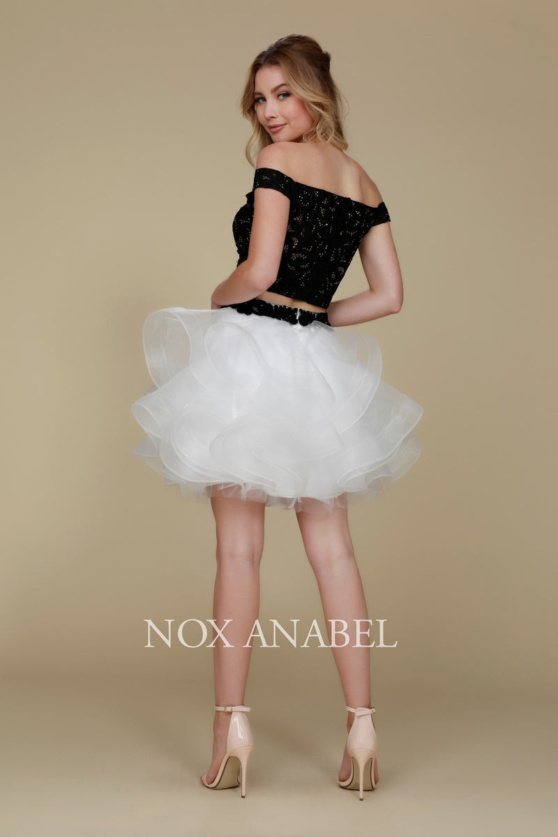 Tulle Short Off The Shoulder Two-Piece Dress By Nox Anabel -A613