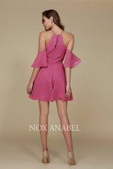 Party Cocktail Cold Shoulder Short Chiffon Dress T667 By Nox Anabel. by Nox Anabel -T667