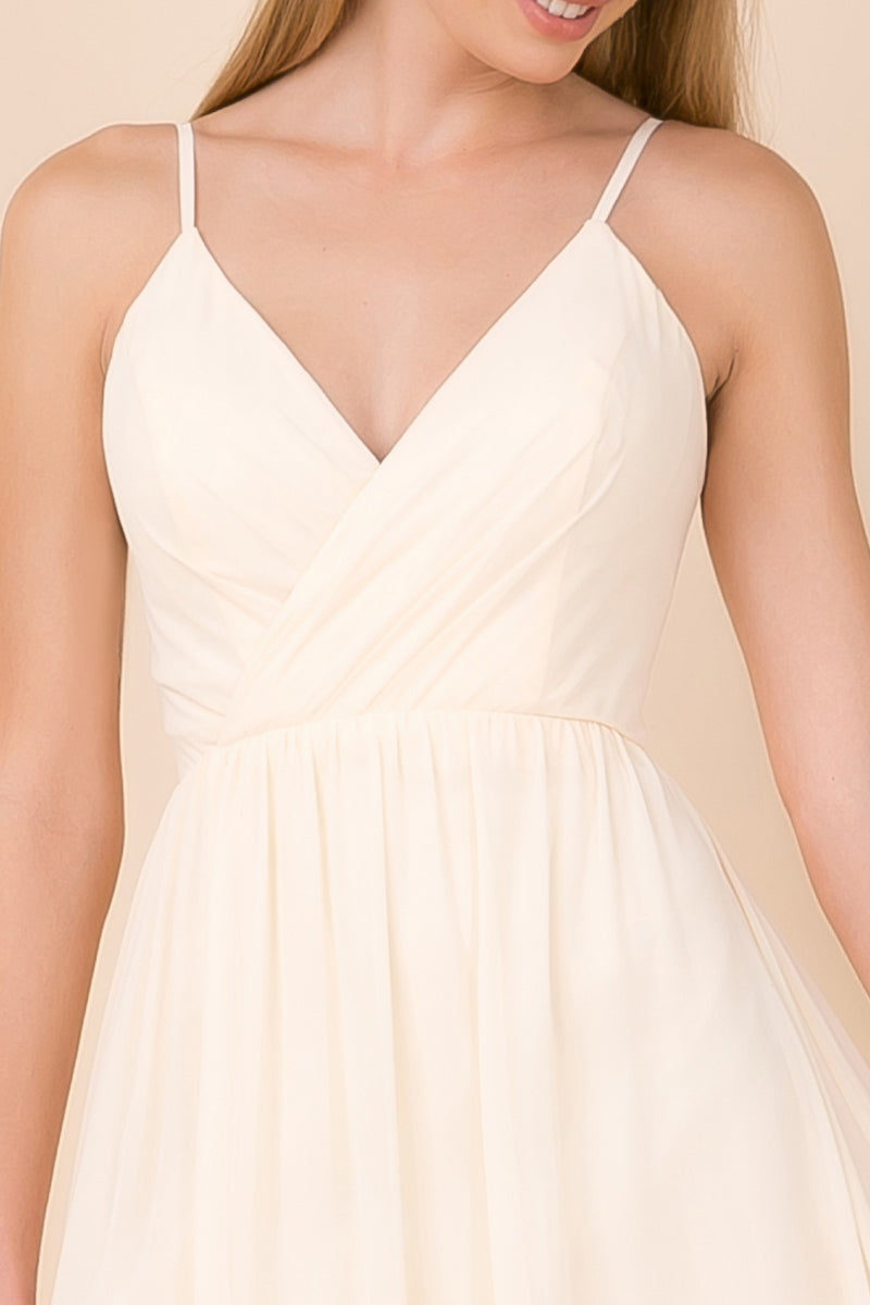Long Sleeveless V-Neck Dress With Slit By Nox Anabel -R275