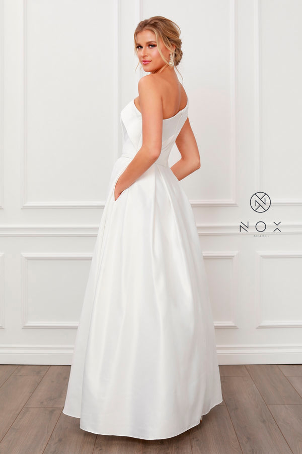 Long One Shoulder A-Line Dress By Nox Anabel -E469
