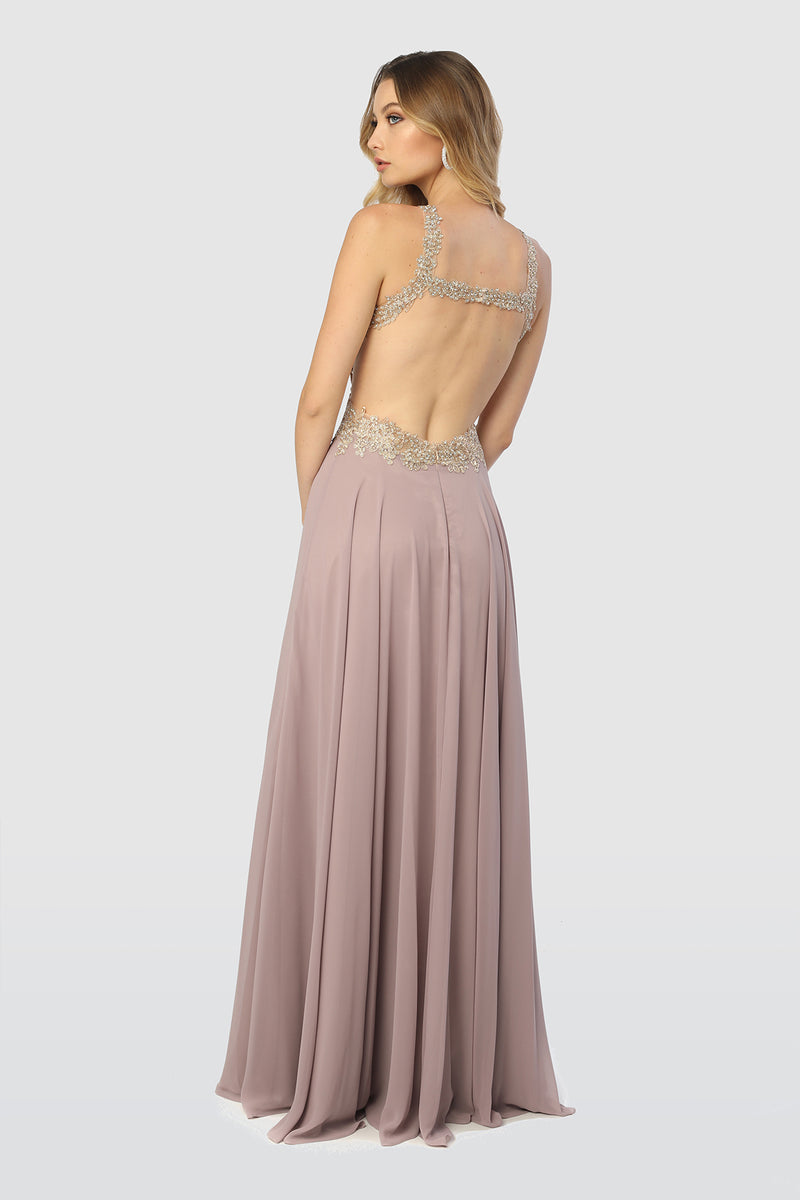 Embroidered Long Open Dress Back By Nox Anabel -S202