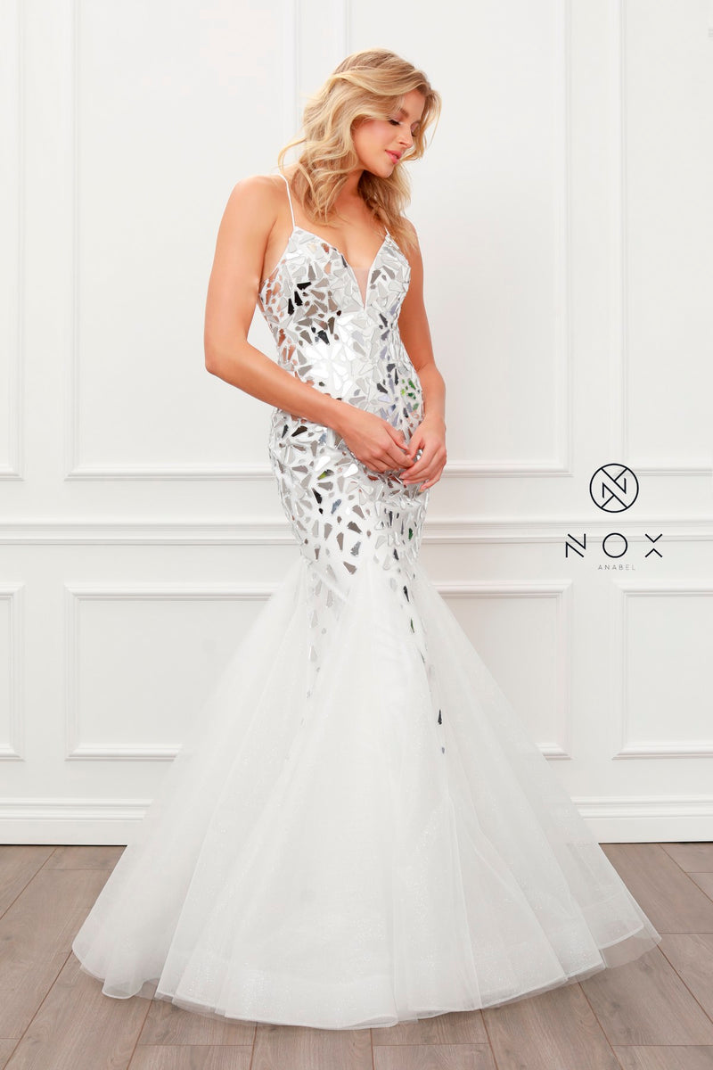 Mirror Beaded Mermaid Dress By Nox Anabel -T438