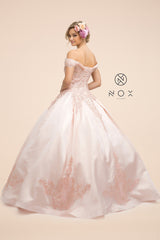 Lace Applique Off Shoulder Ball Gown By Nox Anabel -U802P