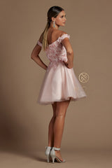 3D Floral Short Off Shoulder Dress By Nox Anabel -E716