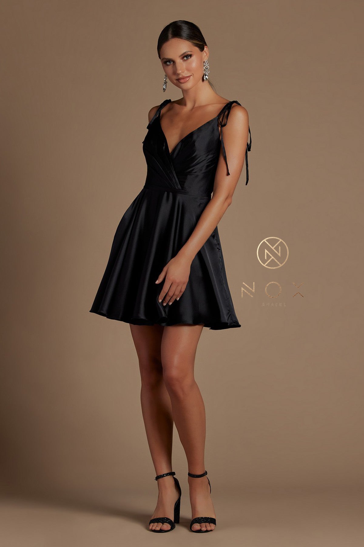 Short A-Line Dress With Shoulder Ties By Nox Anabel -R701