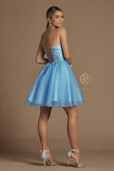 Embroidered Short Corset Back Dress By Nox Anabel -T718