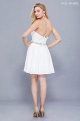 Short Strapless Lace Dress With Beaded Waist By Nox Anabel -6358