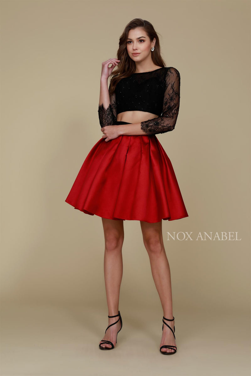 Two Piece Lace Long Sleeves Cocktail Dress Nox Anabel - 6371