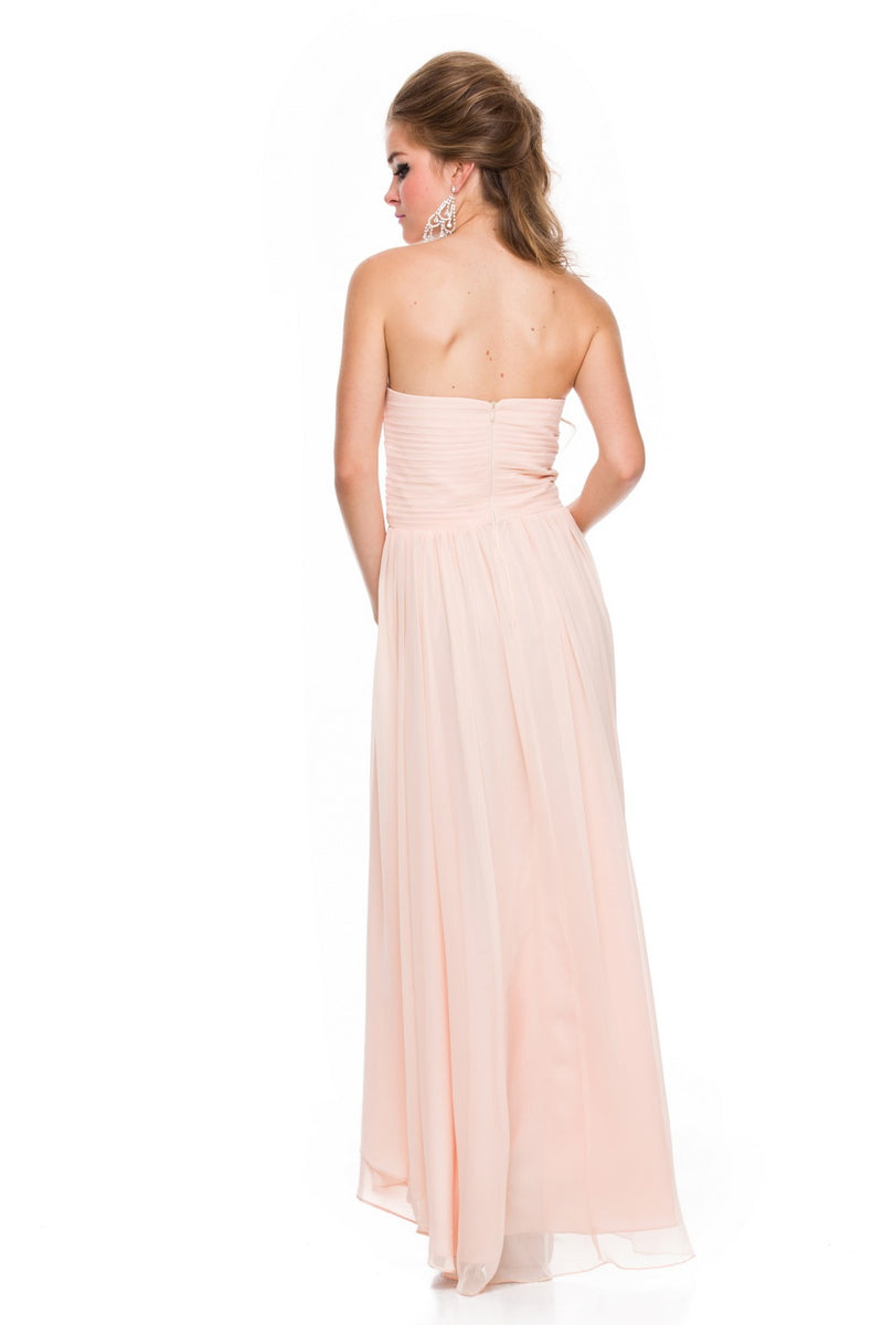 Strapless Ruched High Low Dress By Nox Anabel -2699