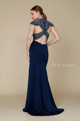 Long Dress With Sheer Embellished Back By Nox Anabel -8293