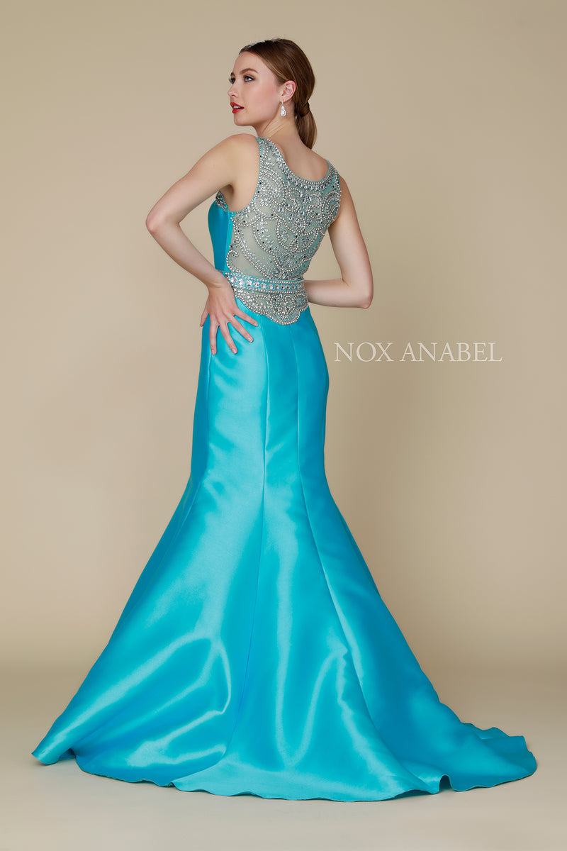 Sleeveless Beaded Mermaid Dress By Nox Anabel -8299