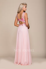 Long Sleeveless Dress With Floral Embroidery By Nox Anabel -8306