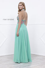 Lovely Floral Halter Style Long Evening Gown Nox Anabel -8326