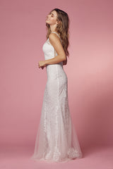 White Embroidered Mermaid Dress By Nox Anabel -A398W