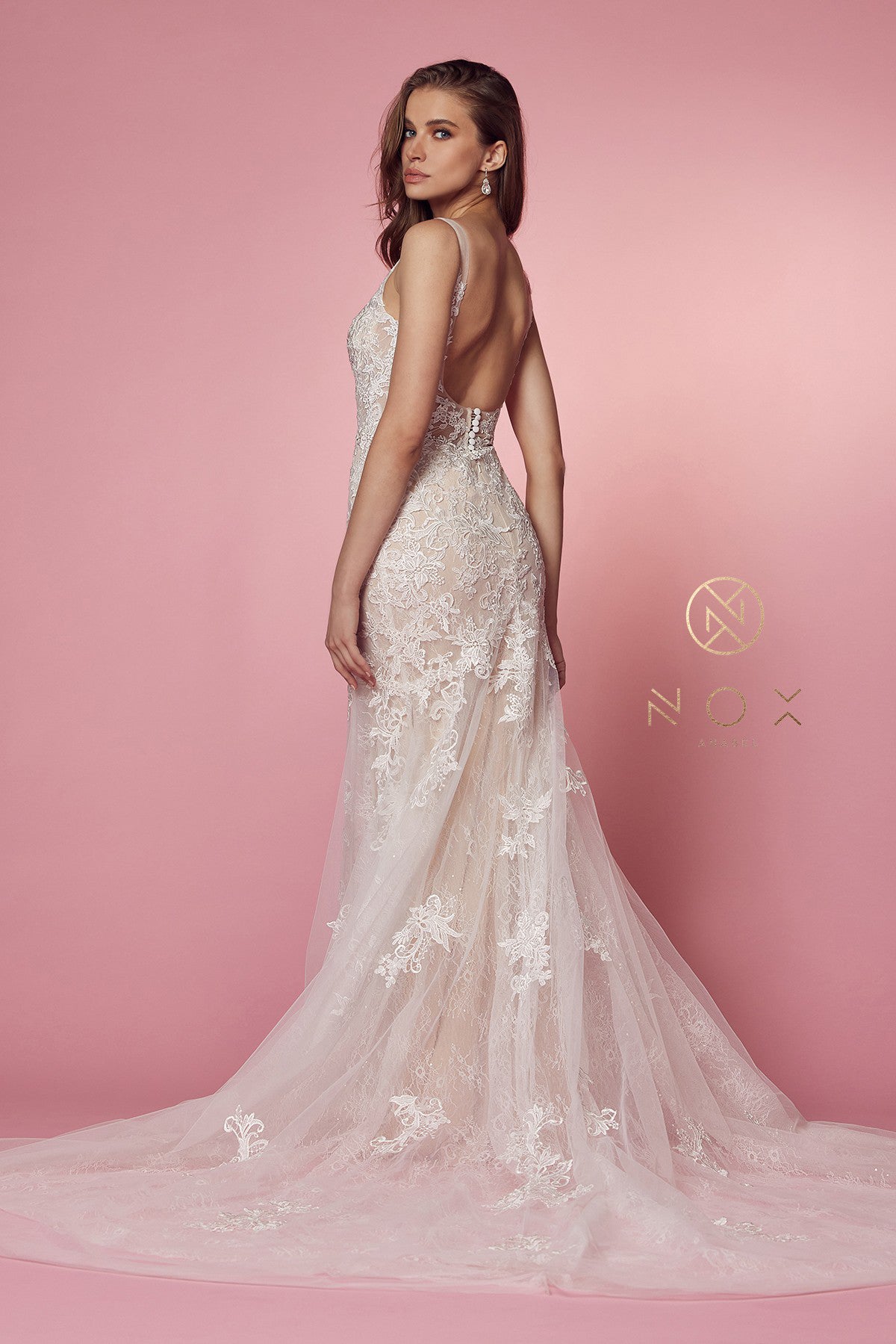 V Neck Open Back Wedding Dress By Nox Anabel -H493