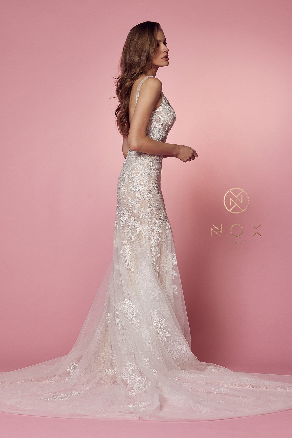 V Neck Open Back Wedding Dress By Nox Anabel -H493