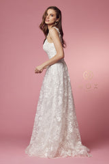 Floral Applique A-Line Wedding Dress By Nox Anabel -JE922