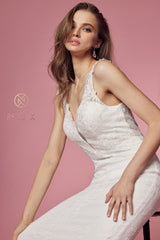 Floral Lace Mermaid Bridal Dress By Nox Anabel -JS923