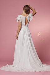 White Short Sleeve Gown By Nox Anabel -R471P