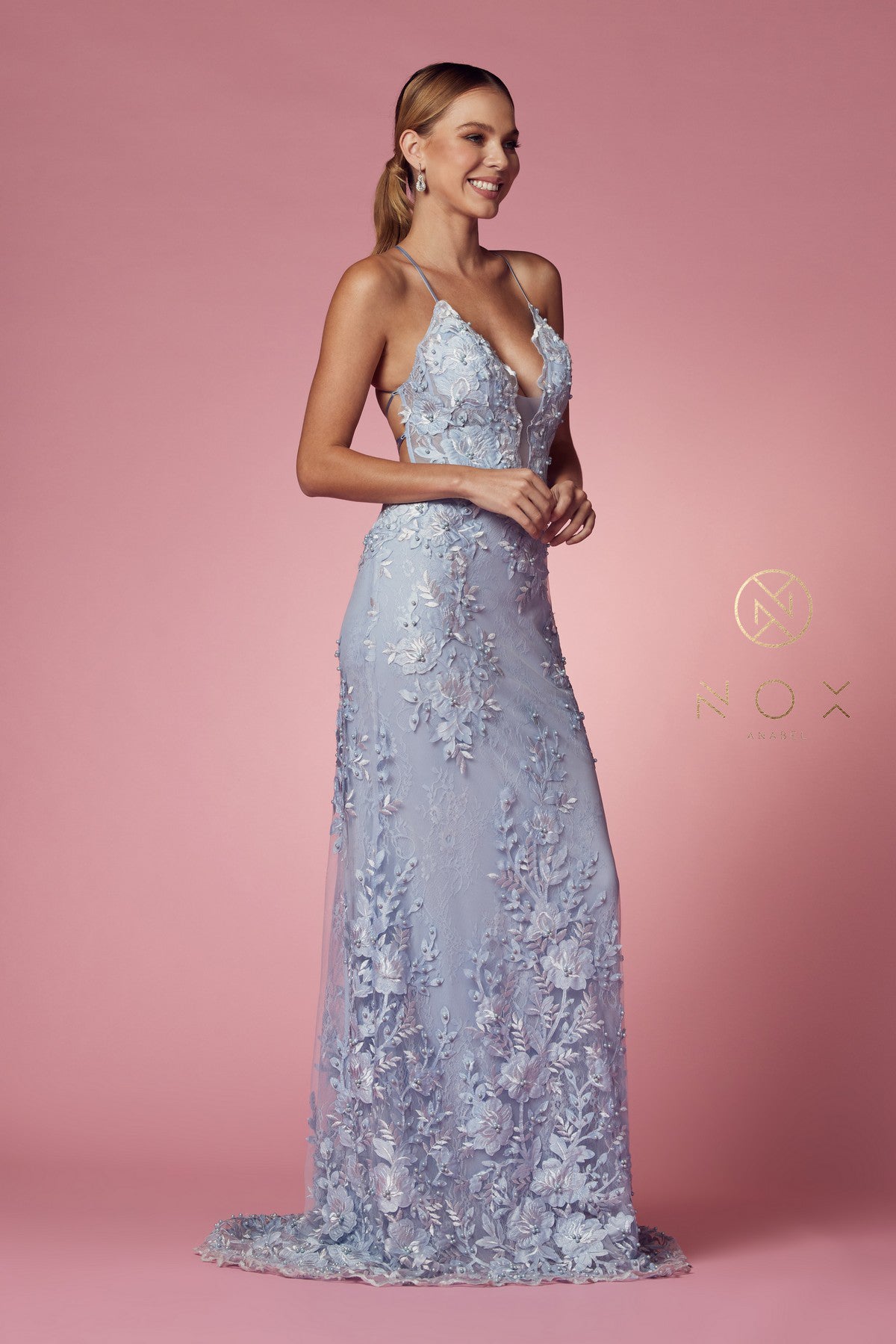 Lace Applique Fitted Overskirt Gown By Nox Anabel -F485