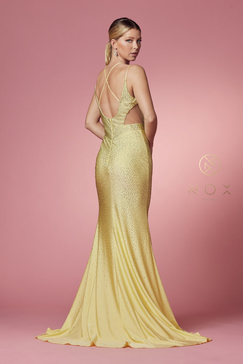 Beaded Cutout Mermaid Gown By Nox Anabel -E1003