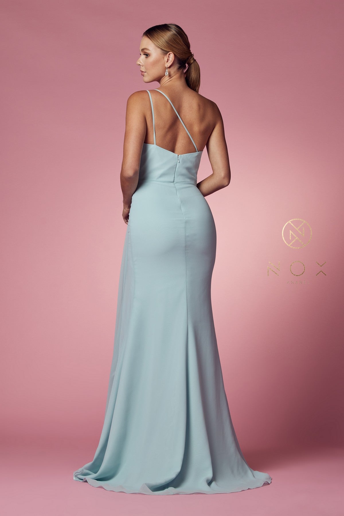 Ruched Long One Shoulder Dress By Nox Anabel -E1005