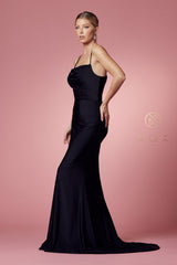 Fitted Long Cowl Neck Dress By Nox Anabel -E1007