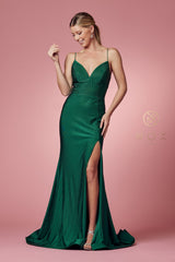 Beaded Lace-Up Back Mermaid Gown By Nox Anabel -E1038