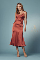 Cowl Neck Midi Dress By Nox Anabel -R1027