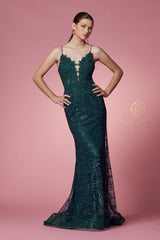 Glitter Print V-Neck Mermaid Dress By Nox Anabel -R282-1